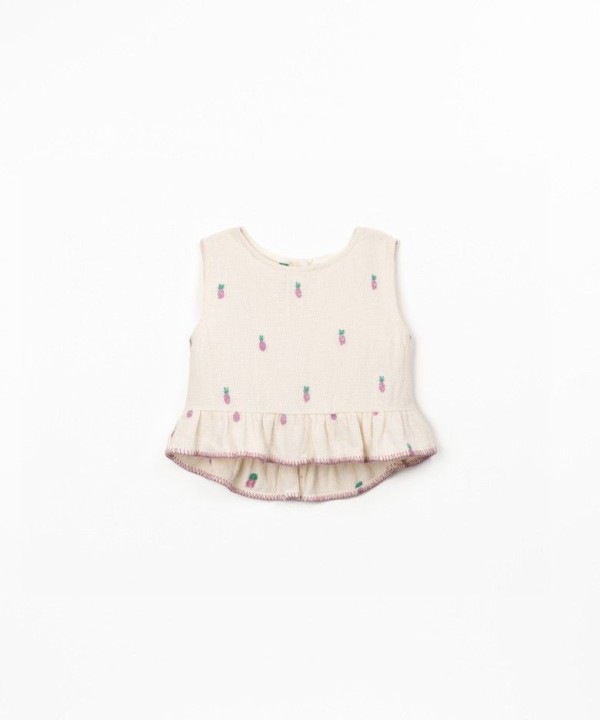 Top em algodão com estampado de ananases