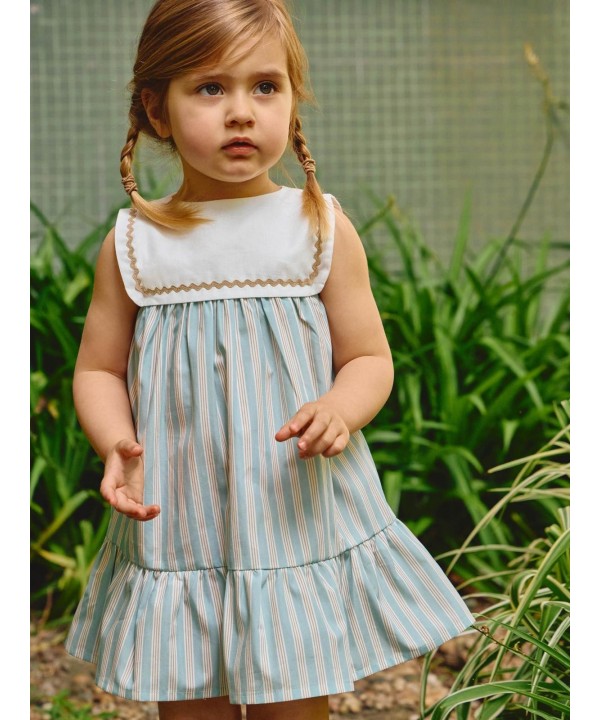 Vestido de riscas com detalhe de espiguilha — foto 3
